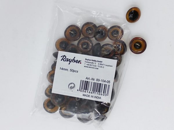 Occhi per animali da applicare marroni 14 mm 50pz - Rayher - immagine 3